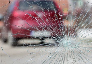 A cracked windshield